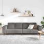 Preview: Stoffsofa mit Kissen Hellgrau 208 cm Cordstoff