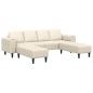 Preview: Stoffsofa mit Kissen Creme 208 cm Cordstoff