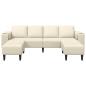 Preview: Stoffsofa mit Kissen Creme 208 cm Cordstoff