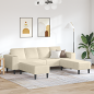 Preview: Stoffsofa mit Kissen Creme 208 cm Cordstoff