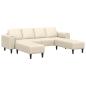 Preview: Stoffsofa mit Kissen Creme 208 cm Cordstoff