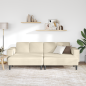 Preview: Stoffsofa mit Kissen Creme 208 cm Cordstoff