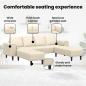 Preview: Stoffsofa mit Kissen Creme 208 cm Cordstoff