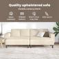 Preview: Stoffsofa mit Kissen Creme 208 cm Cordstoff