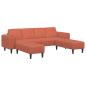 Preview: Stoffsofa mit Kissen Rot-Orange 208 cm Cordstoff