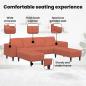 Preview: Stoffsofa mit Kissen Rot-Orange 208 cm Cordstoff