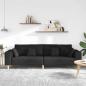 Preview: Stoffsofa mit Kissen Schwarz 208 cm Stoff