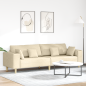 Preview: Stoffsofa mit Kissen Creme 208 cm Stoff