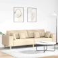 Preview: Stoffsofa mit Kissen Creme 208 cm Stoff