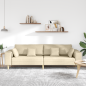 Preview: Stoffsofa mit Kissen Creme 208 cm Stoff