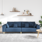 Preview: Stoffsofa mit Kissen Blau 208 cm Stoff