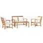 Preview: ARDEBO.de - Garten-Sofa-Set 4 pcs Natur Teak-Massivholz