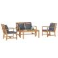 Preview: ARDEBO.de - Garten-Sofa-Set 4 pcs Natur Teak-Massivholz