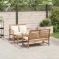 Preview: Gartensofa-set 3 stk. Natur Massives Teakholz