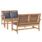 Preview: ARDEBO.de - Garten-Sofa-Set 3 pcs Natur Teak-Massivholz