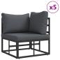 Preview: Garten-Sofa-Set mit Kissen 10 pcs Schwarz Aluminium