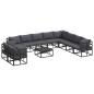 Preview: Garten-Sofa-Set mit Kissen 11 pcs Schwarz Aluminium