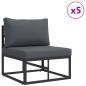 Preview: Garten-Sofa-Set mit Kissen 11 pcs Schwarz Aluminium