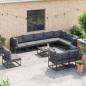 Preview: Garten-Sofa-Set mit Kissen 11 pcs Schwarz Aluminium