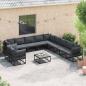 Preview: Garten-Sofa-Set mit Kissen 11 pcs Schwarz Aluminium