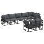 Preview: ARDEBO.de - Garten-Sofa-Set mit Kissen 8 pcs Schwarz Aluminium