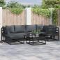 Preview: ARDEBO.de - Garten-Sofa-Set mit Kissen 6 pcs Schwarz Aluminium