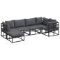 Preview: Garten-Sofa-Set mit Kissen 6 pcs Schwarz Aluminium