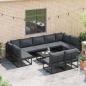 Preview: Garten-Sofa-Set mit Kissen 10 pcs Schwarz Aluminium