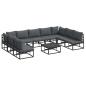 Preview: Garten-Sofa-Set mit Kissen 10 pcs Schwarz Aluminium