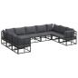 Preview: ARDEBO.de - Garten-Sofa-Set mit Kissen 9 pcs Schwarz Aluminium