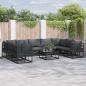 Preview: ARDEBO.de - Garten-Sofa-Set mit Kissen 10 pcs Schwarz Aluminium