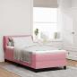 Preview: ARDEBO.de - Boxspringbett mit Matratze Dunkelgrau 80x200 cm Samt Rosa