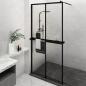 Preview: ARDEBO.de - Duschwand mit Ablage für Walk-In-Dusche Schwarz 118x190 cm ESG