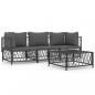 Preview: ARDEBO.de - 4-tlg. Garten-Lounge-Set mit Kissen Anthrazit Stahl