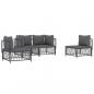 Preview: ARDEBO.de - 4-tlg. Garten-Lounge-Set mit Kissen Anthrazit Stahl