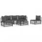 Preview: ARDEBO.de - 6-tlg. Garten-Lounge-Set mit Kissen Anthrazit Stahl