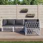 Preview: ARDEBO.de - 4-tlg. Garten-Lounge-Set mit Kissen Weiß Stahl