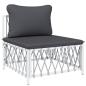 Preview: 4-tlg. Garten-Lounge-Set mit Kissen Weiß Stahl