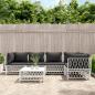 Preview: ARDEBO.de - 6-tlg. Garten-Lounge-Set mit Kissen Weiß Stahl
