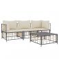 Preview: 4-tlg. Garten-Lounge-Set mit Kissen Anthrazit Poly Rattan