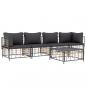Preview: 5-tlg. Garten-Lounge-Set mit Kissen Anthrazit Poly Rattan