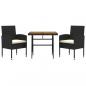 Preview: 3-tlg. Garten-Essgruppe Poly Rattan Schwarz