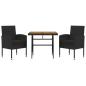 Preview: 3-tlg. Garten-Essgruppe Poly Rattan Schwarz