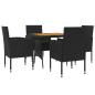 Preview: 5-tlg. Garten-Essgruppe Poly Rattan Schwarz