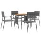 Preview: 5-tlg. Garten-Essgruppe Poly Rattan Grau