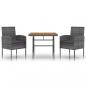 Preview: 3-tlg. Garten-Essgruppe Poly Rattan Grau