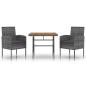 Preview: 3-tlg. Garten-Essgruppe Poly Rattan Grau