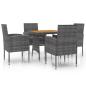 Preview: 5-tlg. Garten-Essgruppe Poly Rattan Grau