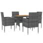 Preview: 5-tlg. Garten-Essgruppe Poly Rattan Grau