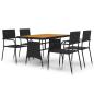 Preview: 5-tlg. Garten-Essgruppe Poly Rattan Schwarz